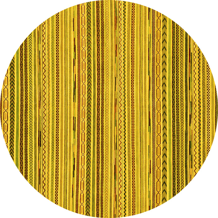 Round Machine Washable Abstract Yellow Modern Rug, wshabs2204yw
