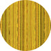 Round Machine Washable Abstract Yellow Modern Rug, wshabs2204yw