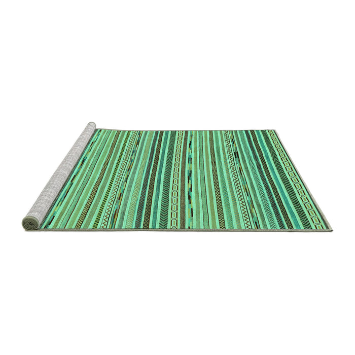 Sideview of Machine Washable Abstract Turquoise Modern Area Rugs, wshabs2204turq