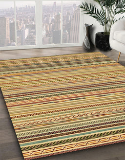 Abstract Chrome Gold Yellow Modern Rug in Family Room, abs2204