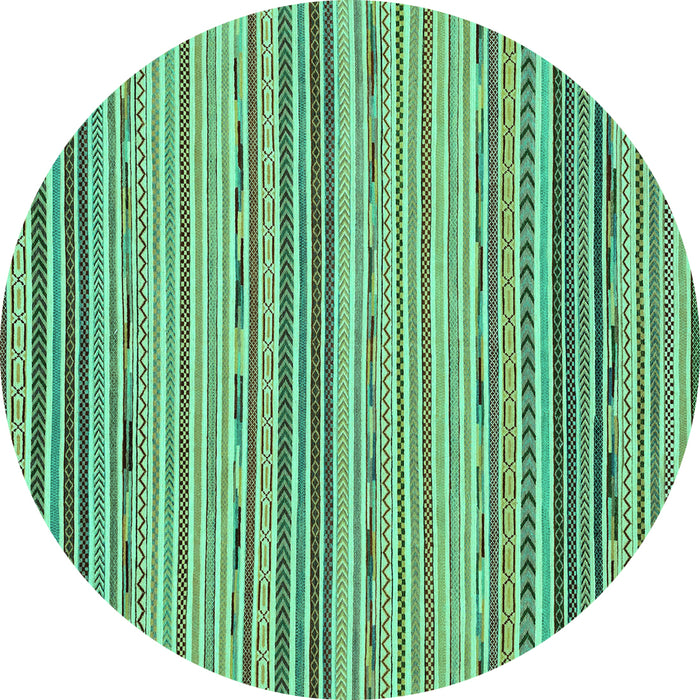 Round Machine Washable Abstract Turquoise Modern Area Rugs, wshabs2204turq