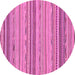 Round Machine Washable Abstract Pink Modern Rug, wshabs2204pnk