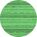 Round Abstract Emerald Green Modern Rug, abs2204emgrn