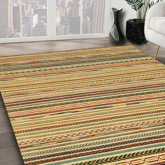 Abstract Chrome Gold Yellow Modern Rug in Family Room, abs2204