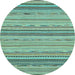 Round Machine Washable Abstract Light Blue Modern Rug, wshabs2204lblu