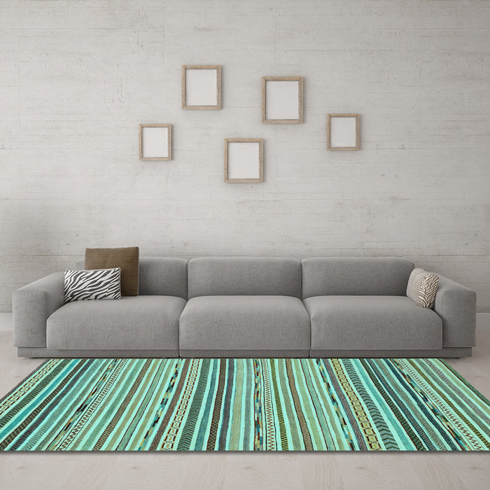 Machine Washable Abstract Light Blue Modern Rug in a Living Room, wshabs2204lblu