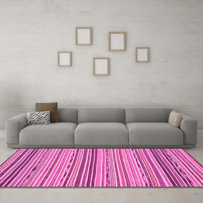 Machine Washable Abstract Pink Modern Rug in a Living Room, wshabs2204pnk
