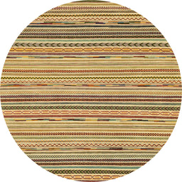 Round Abstract Chrome Gold Yellow Modern Rug, abs2204