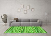 Machine Washable Abstract Green Modern Rug, wshabs2204grn