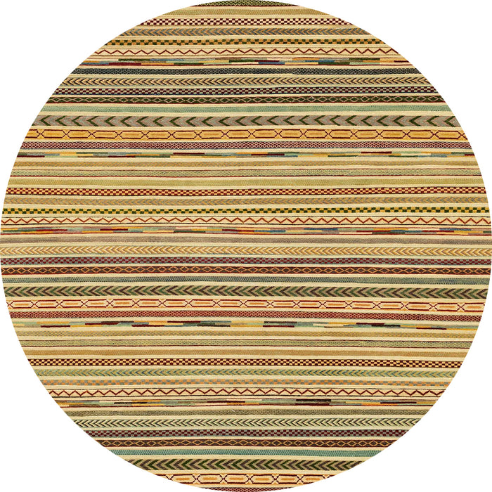Round Machine Washable Abstract Chrome Gold Yellow Rug, wshabs2204