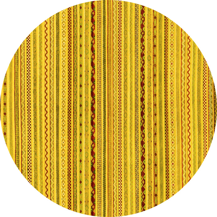 Round Machine Washable Abstract Yellow Modern Rug, wshabs2205yw