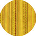 Round Machine Washable Abstract Yellow Modern Rug, wshabs2205yw