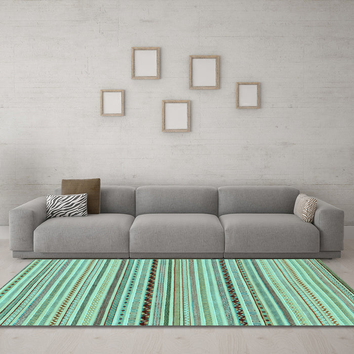 Machine Washable Abstract Light Blue Modern Rug in a Living Room, wshabs2205lblu