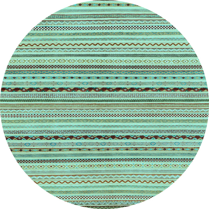 Round Abstract Light Blue Modern Rug, abs2205lblu