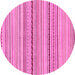 Round Machine Washable Abstract Pink Modern Rug, wshabs2205pnk