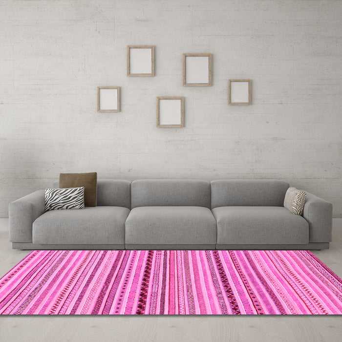 Machine Washable Abstract Pink Modern Rug in a Living Room, wshabs2205pnk