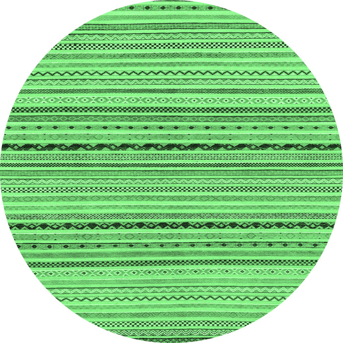 Round Machine Washable Abstract Emerald Green Modern Area Rugs, wshabs2205emgrn