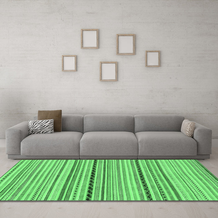 Machine Washable Abstract Emerald Green Modern Area Rugs in a Living Room,, wshabs2205emgrn