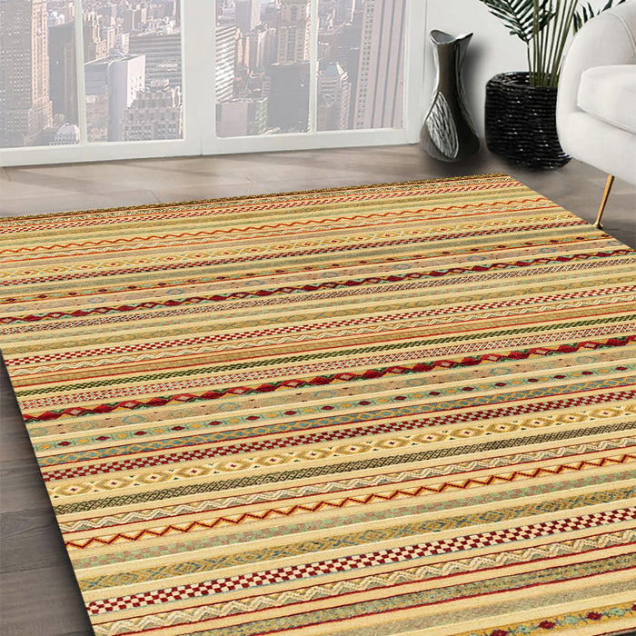 Abstract Chocolate Brown Modern Rug in Family Room, abs2205