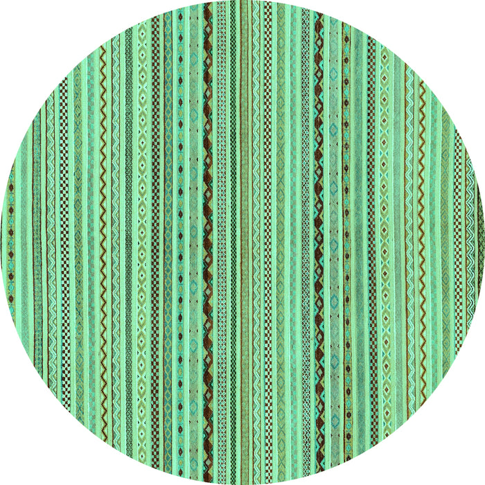 Round Abstract Turquoise Modern Rug, abs2205turq