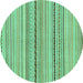 Round Abstract Turquoise Modern Rug, abs2205turq