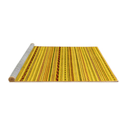 Sideview of Machine Washable Abstract Yellow Modern Rug, wshabs2205yw