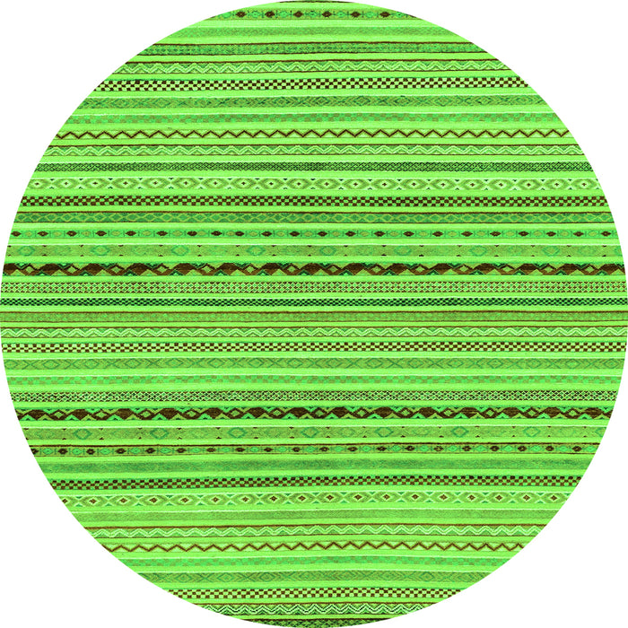 Round Machine Washable Abstract Green Modern Area Rugs, wshabs2205grn