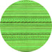 Round Machine Washable Abstract Green Modern Area Rugs, wshabs2205grn