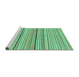 Sideview of Machine Washable Abstract Turquoise Modern Area Rugs, wshabs2205turq