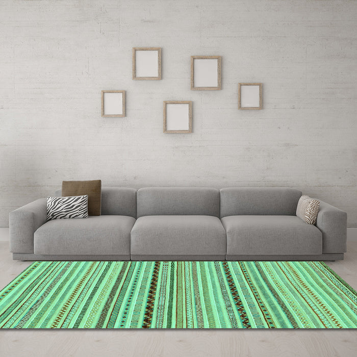Machine Washable Abstract Turquoise Modern Area Rugs in a Living Room,, wshabs2205turq