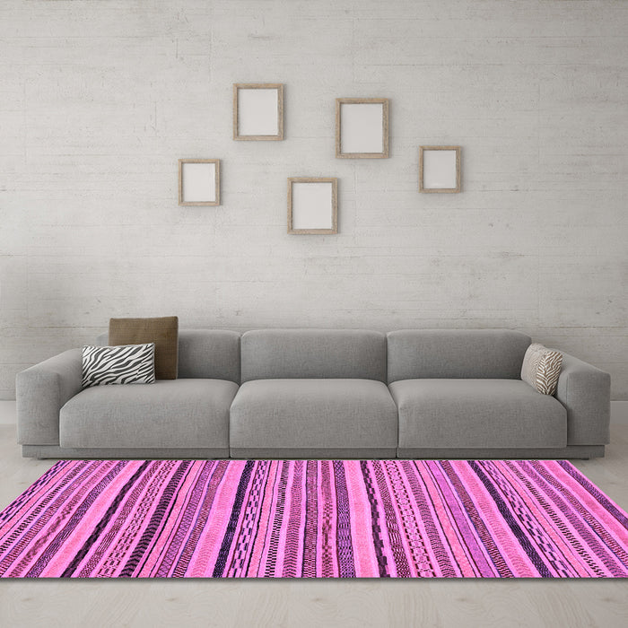 Machine Washable Abstract Purple Modern Area Rugs in a Living Room, wshabs2206pur