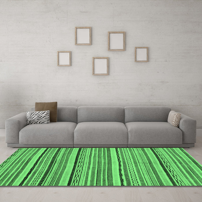 Machine Washable Abstract Emerald Green Modern Area Rugs in a Living Room,, wshabs2206emgrn