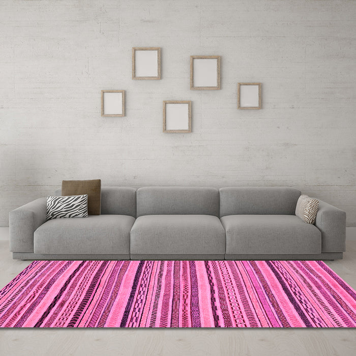 Machine Washable Abstract Pink Modern Rug in a Living Room, wshabs2206pnk