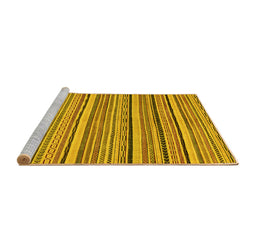 Sideview of Machine Washable Abstract Yellow Modern Rug, wshabs2206yw