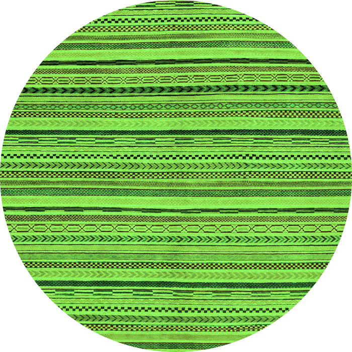 Round Machine Washable Abstract Green Modern Area Rugs, wshabs2206grn