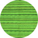 Round Machine Washable Abstract Green Modern Area Rugs, wshabs2206grn