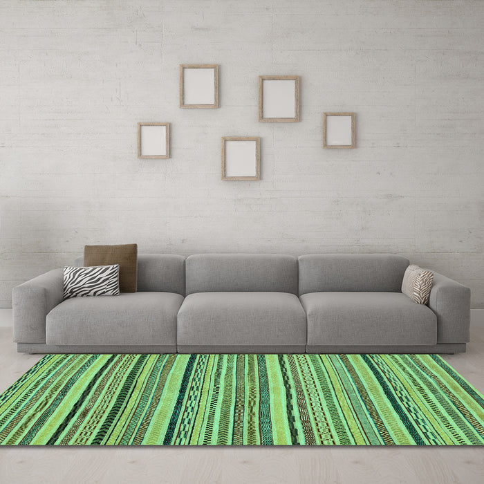 Machine Washable Abstract Turquoise Modern Area Rugs in a Living Room,, wshabs2206turq