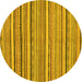 Round Abstract Yellow Modern Rug, abs2206yw