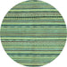 Round Abstract Light Blue Modern Rug, abs2206lblu