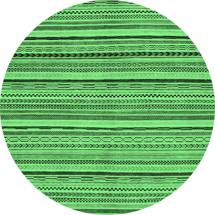 Round Machine Washable Abstract Emerald Green Modern Area Rugs, wshabs2206emgrn