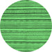 Round Machine Washable Abstract Emerald Green Modern Area Rugs, wshabs2206emgrn