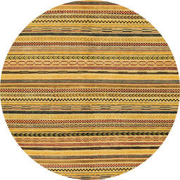 Round Machine Washable Abstract Orange Rug, wshabs2206