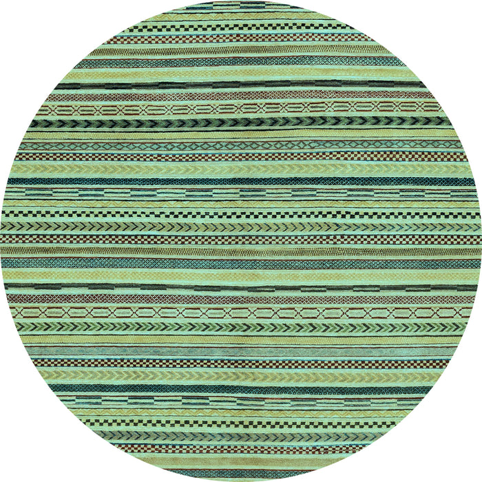 Round Machine Washable Abstract Light Blue Modern Rug, wshabs2206lblu