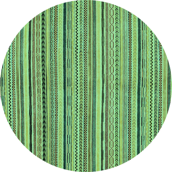 Round Machine Washable Abstract Turquoise Modern Area Rugs, wshabs2206turq