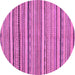 Round Machine Washable Abstract Purple Modern Area Rugs, wshabs2206pur