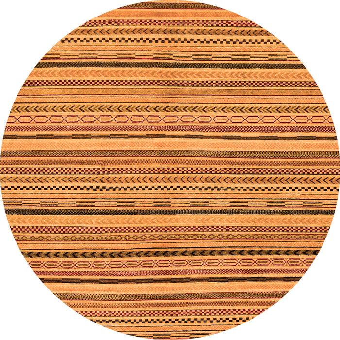 Round Machine Washable Abstract Orange Modern Area Rugs, wshabs2206org