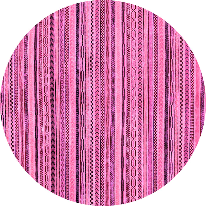 Round Machine Washable Abstract Pink Modern Rug, wshabs2206pnk