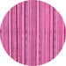 Round Machine Washable Abstract Pink Modern Rug, wshabs2206pnk