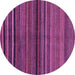 Round Machine Washable Abstract Purple Modern Area Rugs, wshabs2207pur