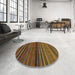 Round Abstract Red Brown Modern Rug in a Office, abs2207